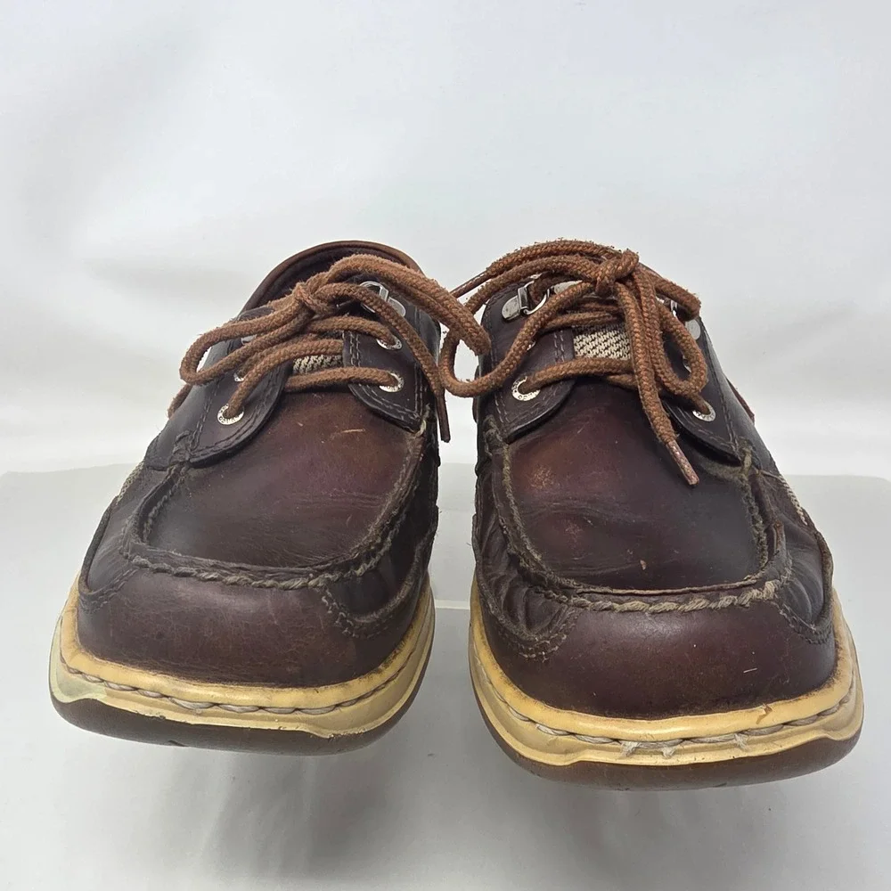 Sebago Clovehitch II Mens 9.5M Boat Shoes Walnut Brown Leather Mesh B24367 Good